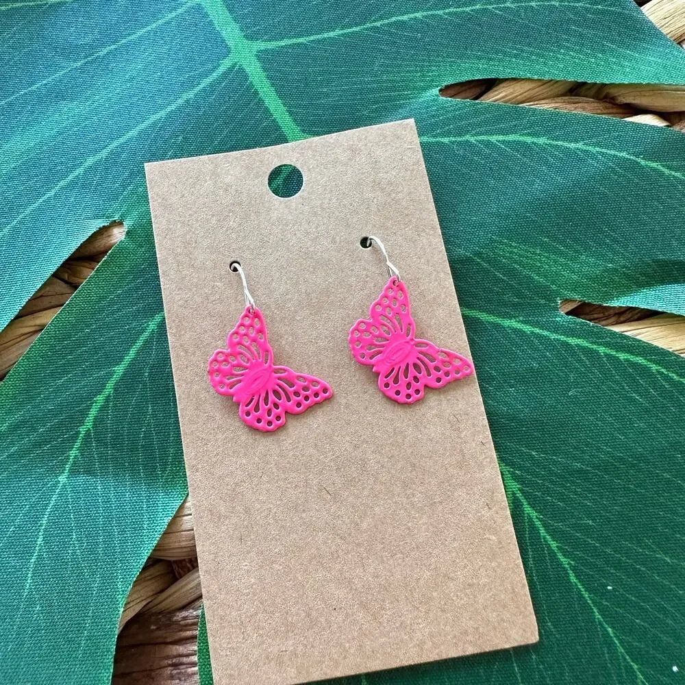 Hot Topic Laser Cut pink Metal Earrings BOGO FREE